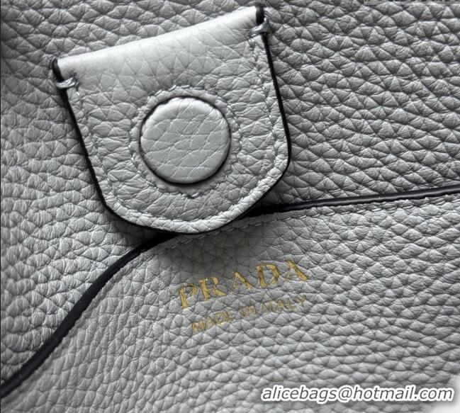 Inexpensive Prada Leather mini shoulder bag 1BH191 Light Grey 2025