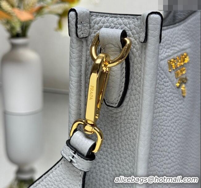 Inexpensive Prada Leather mini shoulder bag 1BH191 Light Grey 2025