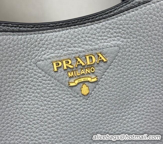 Inexpensive Prada Leather mini shoulder bag 1BH191 Light Grey 2025
