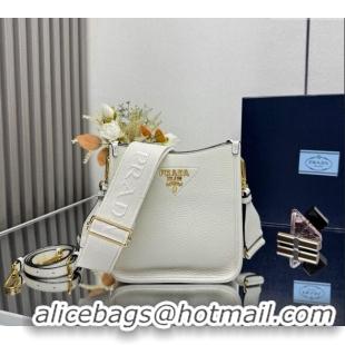 Buy Discount Prada Leather mini shoulder bag 1BH191 White 2025