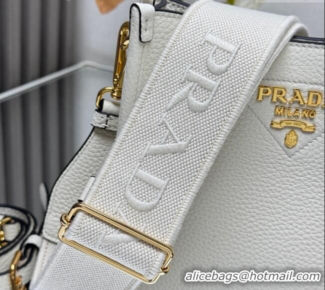 Buy Discount Prada Leather mini shoulder bag 1BH191 White 2025