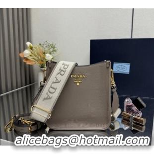 Luxury Discount Prada Leather mini shoulder bag 1BH191 Clay Grey 2025