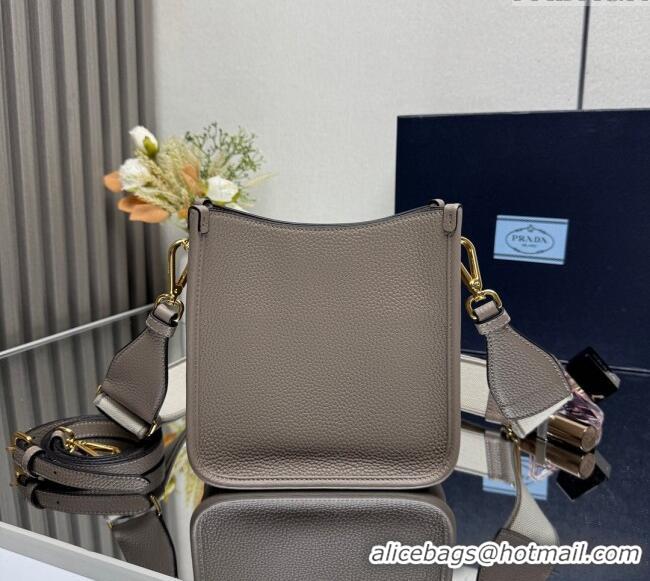 Luxury Discount Prada Leather mini shoulder bag 1BH191 Clay Grey 2025