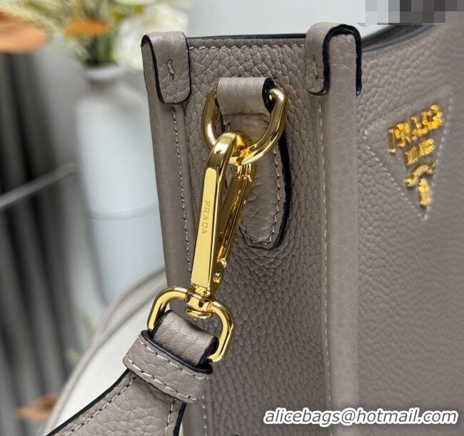 Luxury Discount Prada Leather mini shoulder bag 1BH191 Clay Grey 2025