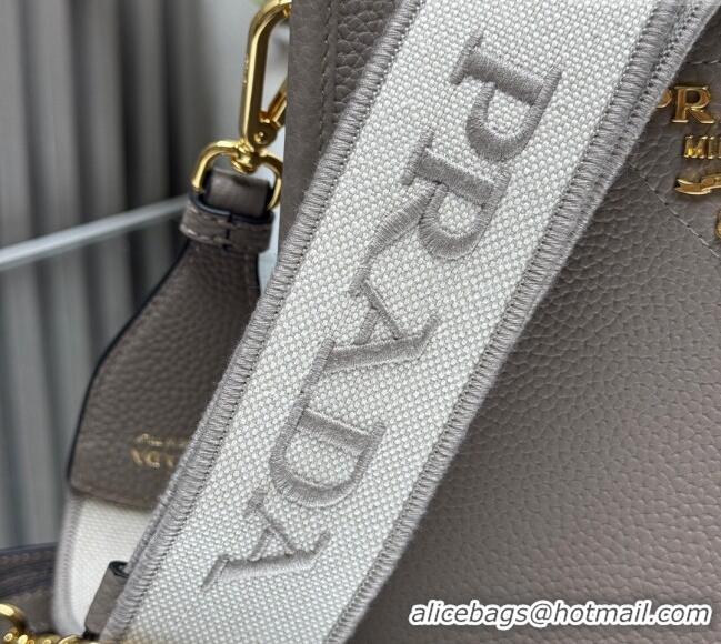 Luxury Discount Prada Leather mini shoulder bag 1BH191 Clay Grey 2025