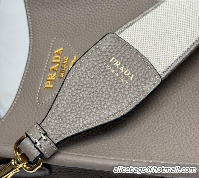 Luxury Discount Prada Leather mini shoulder bag 1BH191 Clay Grey 2025