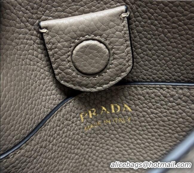 Luxury Discount Prada Leather mini shoulder bag 1BH191 Clay Grey 2025
