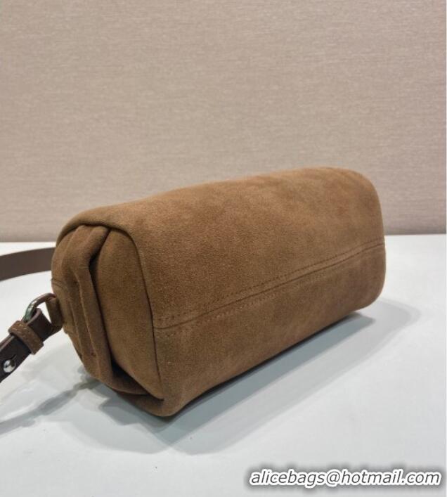 Luxury Discount Prada Suede shoulder bag 2VH188 Brown 2025