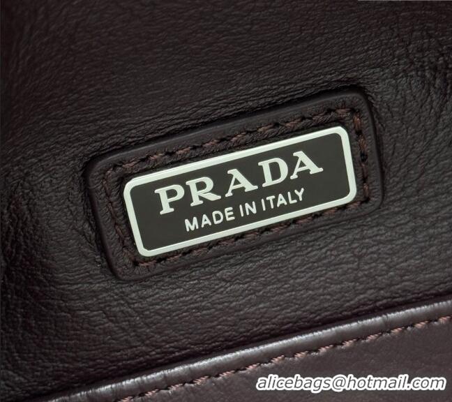 Best Grade Prada Nappa leather shoulder bag 2VH188 Dark Brown 2025