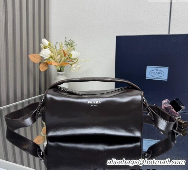 Best Grade Prada Nappa leather shoulder bag 2VH188 Dark Brown 2025