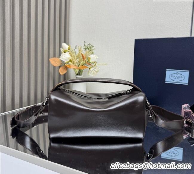 Best Grade Prada Nappa leather shoulder bag 2VH188 Dark Brown 2025
