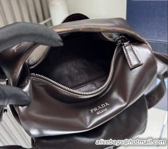 Best Grade Prada Nappa leather shoulder bag 2VH188 Dark Brown 2025