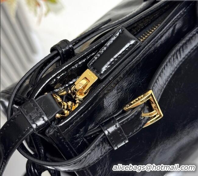 Best Quality Prada Bonnie extra large shiny leather handbag 1BA439 Black 2025