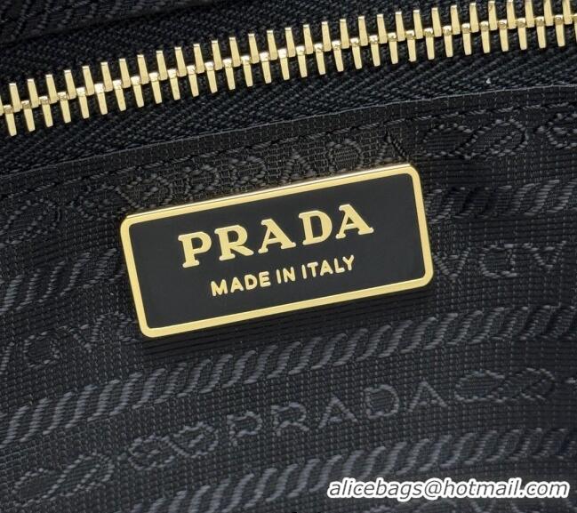 Best Quality Prada Bonnie extra large shiny leather handbag 1BA439 Black 2025