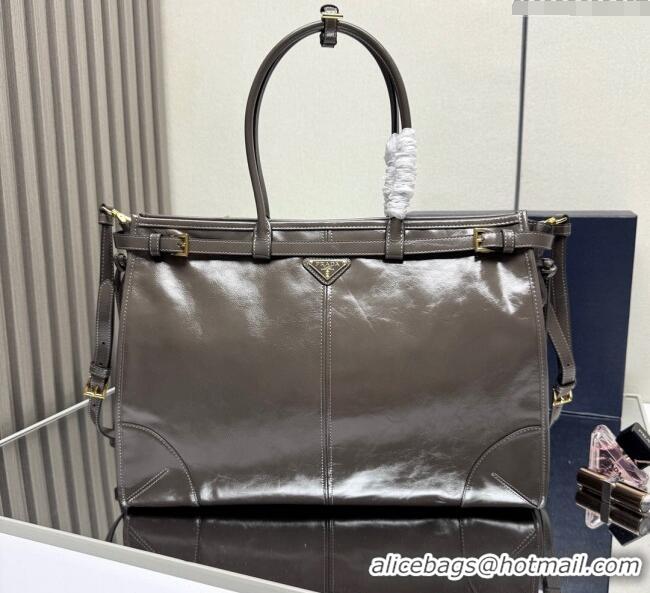 Good Taste Prada Bonnie extra large leather handbag 1BA439 Grey 2025