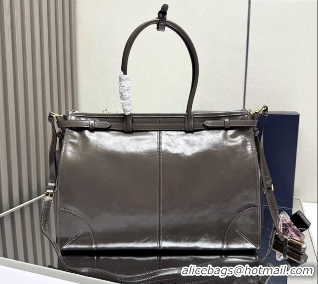 Good Taste Prada Bonnie extra large leather handbag 1BA439 Grey 2025