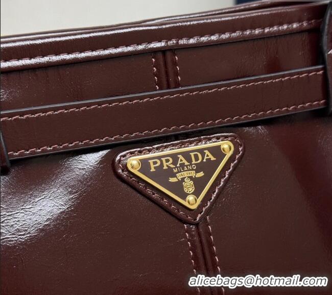 Top Quality Prada Bonnie extra large leather handbag 1BA439 Dark Brown 2025