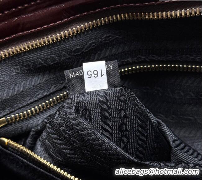 Top Quality Prada Bonnie extra large leather handbag 1BA439 Dark Brown 2025