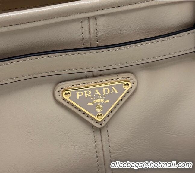 Discount Prada Bonnie extra large leather handbag 1BA439 Light Beige 2025