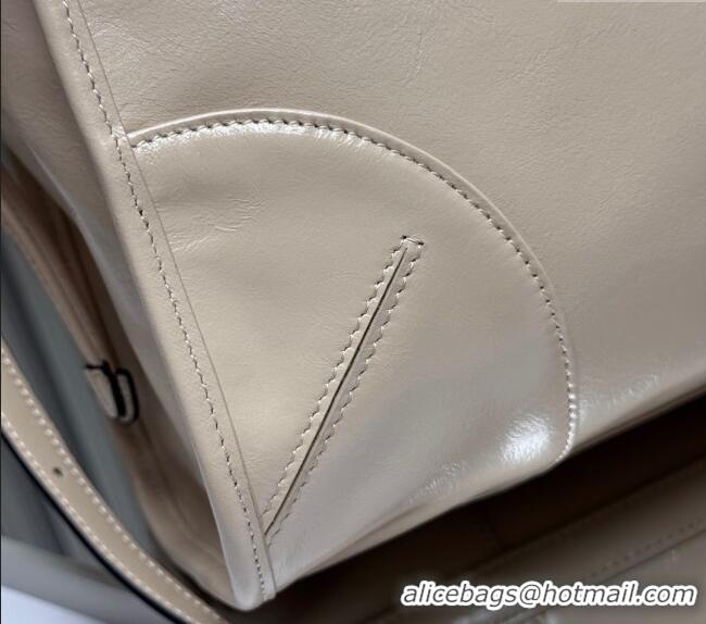 Discount Prada Bonnie extra large leather handbag 1BA439 Light Beige 2025