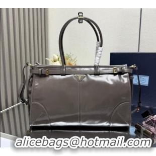 Best Price Prada Bonnie large leather handbag 1BA433 Dark Grey 2025