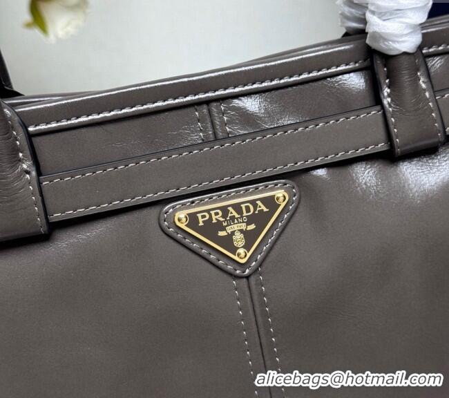 Best Price Prada Bonnie large leather handbag 1BA433 Dark Grey 2025