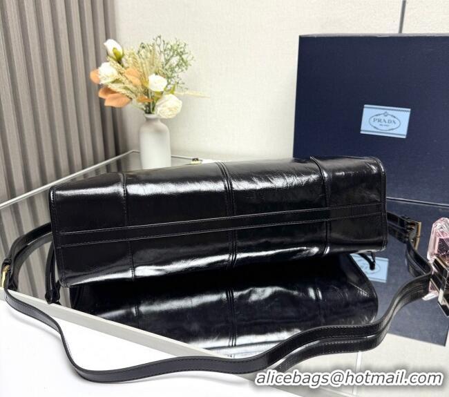 Promotional Prada Bonnie large leather handbag 1BA433 Black 2025