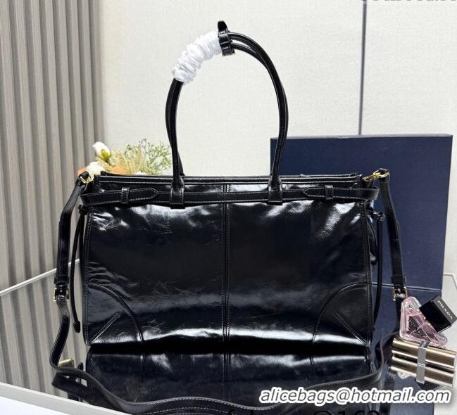 Promotional Prada Bonnie large leather handbag 1BA433 Black 2025