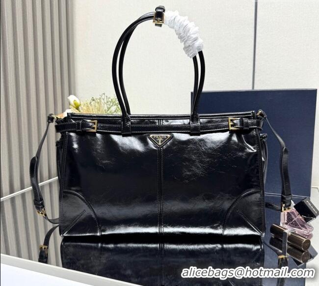 Promotional Prada Bonnie large leather handbag 1BA433 Black 2025