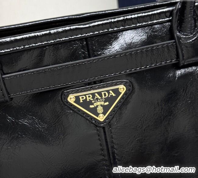 Promotional Prada Bonnie large leather handbag 1BA433 Black 2025