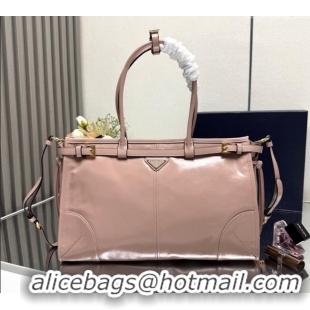 Famous Brand Prada Bonnie large leather handbag 1BA433 Light Pink 2025
