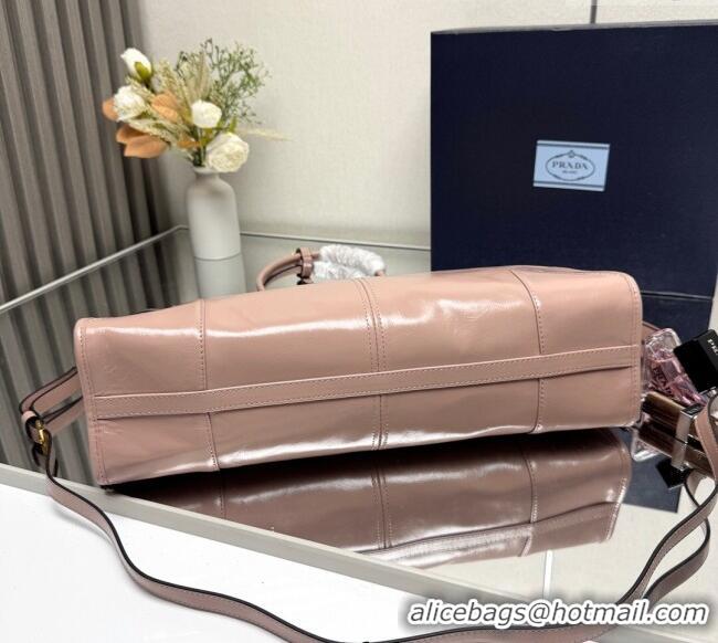Famous Brand Prada Bonnie large leather handbag 1BA433 Light Pink 2025