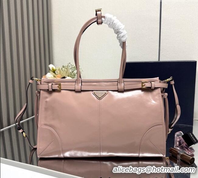 Famous Brand Prada Bonnie large leather handbag 1BA433 Light Pink 2025