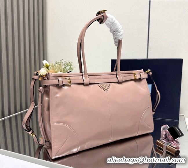 Famous Brand Prada Bonnie large leather handbag 1BA433 Light Pink 2025