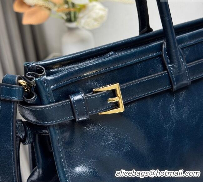Promotional Prada Bonnie large leather handbag 1BA433 Dark Blue 2025