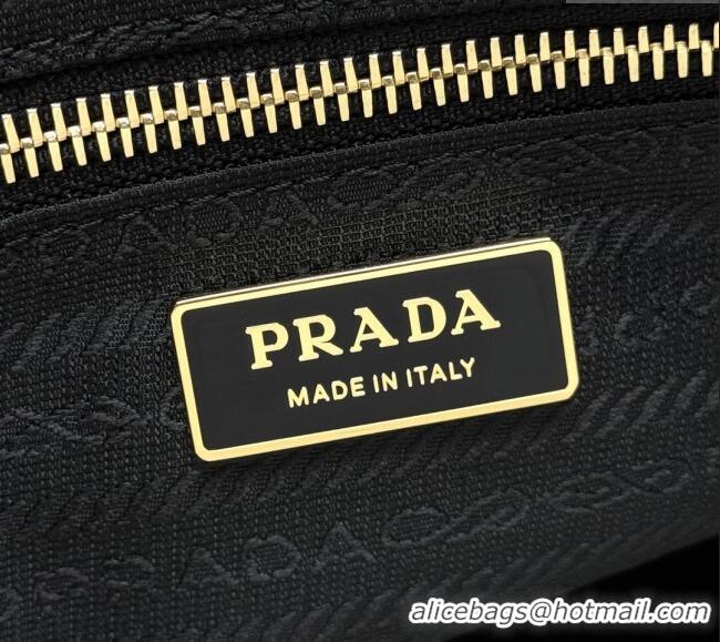 Promotional Prada Bonnie large leather handbag 1BA433 Dark Blue 2025