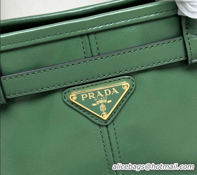 Big Discount Prada Bonnie large leather handbag 1BA433 Light Green 2025