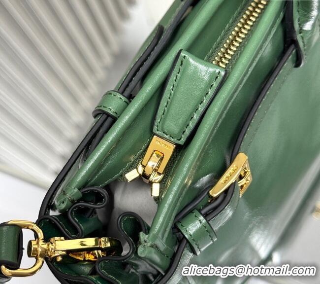 Big Discount Prada Bonnie large leather handbag 1BA433 Light Green 2025