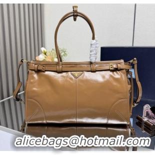 Traditional Specials Prada Bonnie large leather handbag 1BA433 Light Brown 2025