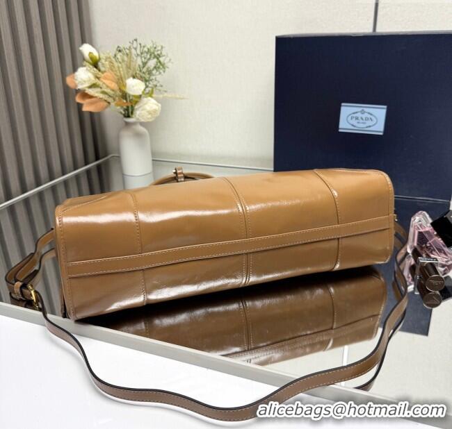 Traditional Specials Prada Bonnie large leather handbag 1BA433 Light Brown 2025