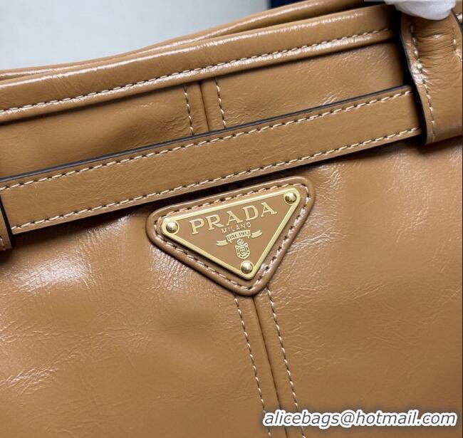 Traditional Specials Prada Bonnie large leather handbag 1BA433 Light Brown 2025