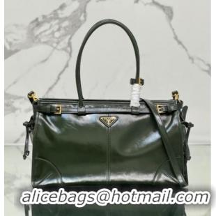 Good Product Prada Bonnie Large leather handbag 1BA433 Dark Green 2024