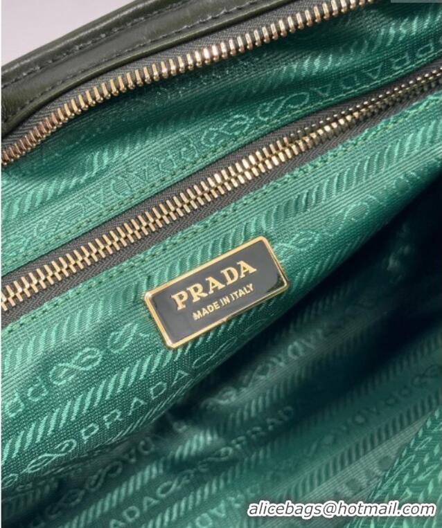 Good Product Prada Bonnie Large leather handbag 1BA433 Dark Green 2024