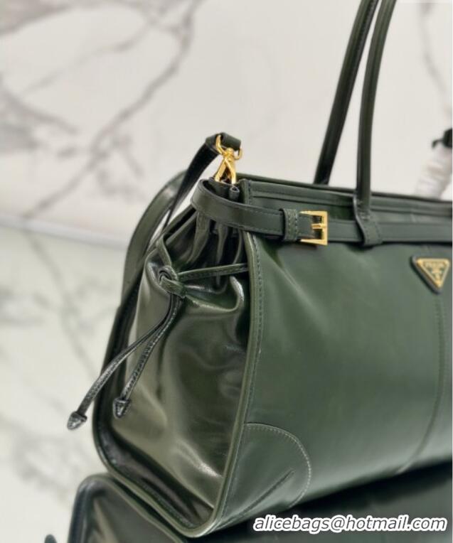 Good Product Prada Bonnie Large leather handbag 1BA433 Dark Green 2024