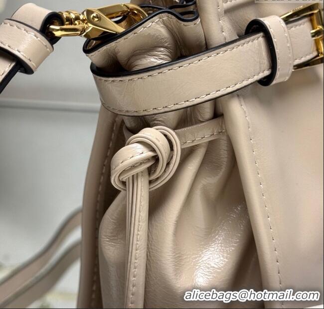 Low Cost Prada Bonnie large leather handbag 1BA433 Light Beige 2025
