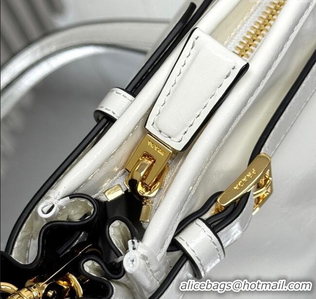 Buy Discount Prada Bonnie large leather handbag 1BA433 White 2025