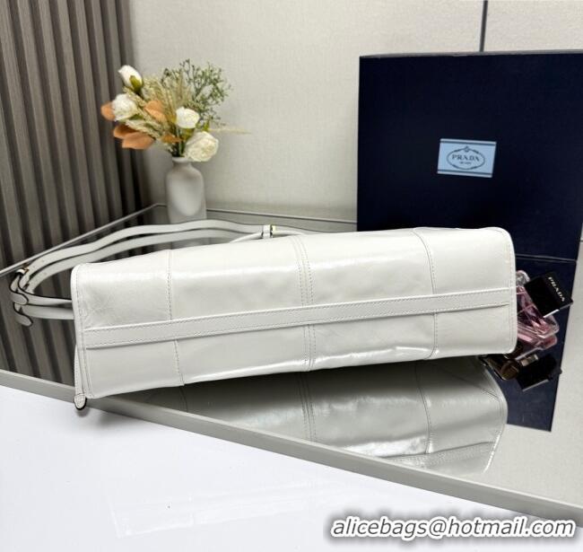 Buy Discount Prada Bonnie large leather handbag 1BA433 White 2025
