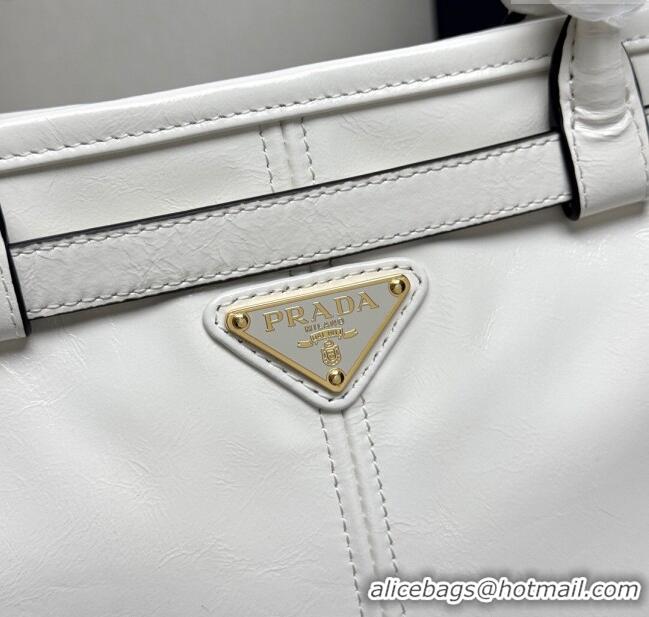 Buy Discount Prada Bonnie large leather handbag 1BA433 White 2025