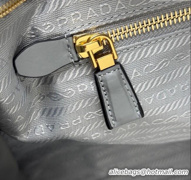 Top Grade Prada Bonnie large leather handbag 1BA433 Granite Grey 2025