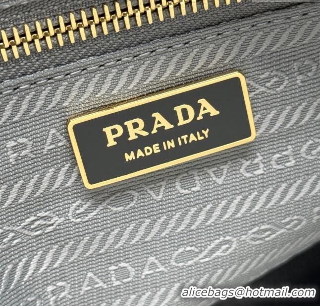 Top Grade Prada Bonnie large leather handbag 1BA433 Granite Grey 2025
